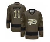 Men's Philadelphia Flyers #11 Travis Konecny Green Salute to Service Stitched NHL Jersey