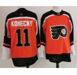 Men's Philadelphia Flyers #11 Travis Konecny Orange Adidas 2020-21 Stitched NHL Jersey