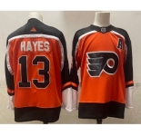 Men's Philadelphia Flyers #13 Kevin Hayes Orange Adidas 2020-21 Stitched NHL Jersey