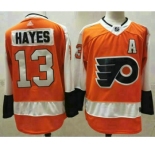 Men's Philadelphia Flyers #13 Kevin Hayes Orange White Stitched NHL Jersey