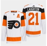 Men's Philadelphia Flyers #21 Scott Laughton White 2024 Stadium Series Stitched Jersey