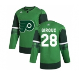 Men's Philadelphia Flyers #28 Claude Giroux 2020 St. Patrick's Day Stitched Hockey Jersey Green