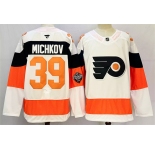 Men's Philadelphia Flyers #39 Matvei Michkov White 2024-25 With A Patch Stitched Jersey