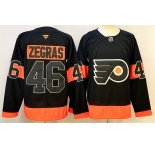 Men's Philadelphia Flyers #46 Trevor Zegras Black 2024 Stitched Jersey