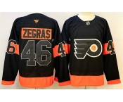 Men's Philadelphia Flyers #46 Trevor Zegras Black 2024 Stitched Jersey