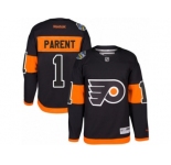 Men's Reebok Philadelphia Flyers #1 Bernie Parent Authentic Black 2017 Stadium Series NHL Jersey