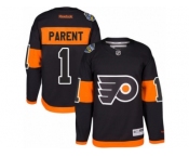Men's Reebok Philadelphia Flyers #1 Bernie Parent Authentic Black 2017 Stadium Series NHL Jersey