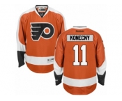 Men's Reebok Philadelphia Flyers #11 Travis Konecny Authentic Orange Home NHL Jersey