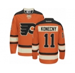 Men's Reebok Philadelphia Flyers #11 Travis Konecny Authentic Orange New Third NHL Jersey