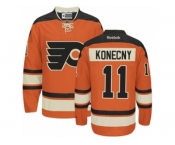 Men's Reebok Philadelphia Flyers #11 Travis Konecny Authentic Orange New Third NHL Jersey