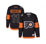 Men's Reebok Philadelphia Flyers #11 Travis Konecny Black 2017 Stadium Series Stitched NHL Jersey