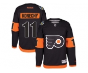 Men's Reebok Philadelphia Flyers #11 Travis Konecny Black 2017 Stadium Series Stitched NHL Jersey