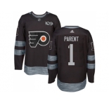 Philadelphia Flyers #1 Bernie Parent Black 1917-2017 100th Anniversary Stitched NHL Jersey