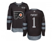 Philadelphia Flyers #1 Bernie Parent Black 1917-2017 100th Anniversary Stitched NHL Jersey