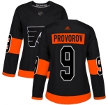 Philadelphia Flyers#9 Authentic Ivan Provorov Black Adidas NHL Alternate Women's Jersey
