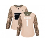 Women Adidas Philadelphia Flyers #1 Bernie Parent Camo Authentic 2017 Veterans Day Stitched NHL Jersey