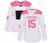Women Adidas Philadelphia Flyers #15 Jori Lehtera Authentic White Pink Fashion NHL Jersey