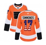 Women Adidas Philadelphia Flyers #17 Wayne Simmonds Authentic Orange USA Flag Fashion NHL Jersey