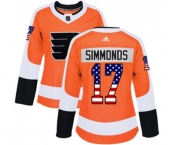 Women Adidas Philadelphia Flyers #17 Wayne Simmonds Authentic Orange USA Flag Fashion NHL Jersey