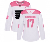 Women Adidas Philadelphia Flyers #17 Wayne Simmonds Authentic White Pink Fashion NHL Jersey