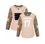 Women Adidas Philadelphia Flyers #17 Wayne Simmonds Camo Authentic 2017 Veterans Day Stitched NHL Jersey