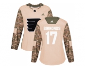 Women Adidas Philadelphia Flyers #17 Wayne Simmonds Camo Authentic 2017 Veterans Day Stitched NHL Jersey