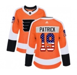 Women Adidas Philadelphia Flyers #19 Nolan Patrick Authentic Orange USA Flag Fashion NHL Jersey