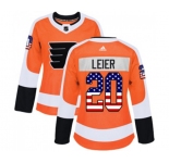 Women Adidas Philadelphia Flyers #20 Taylor Leier Authentic Orange USA Flag Fashion NHL Jersey