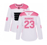 Women Adidas Philadelphia Flyers #23 Brandon Manning Authentic White Pink Fashion NHL Jersey
