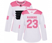 Women Adidas Philadelphia Flyers #23 Brandon Manning Authentic White Pink Fashion NHL Jersey