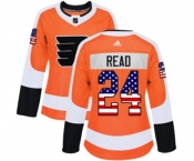 Women Adidas Philadelphia Flyers #24 Matt Read Authentic Orange USA Flag Fashion NHL Jersey