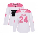 Women Adidas Philadelphia Flyers #24 Matt Read Authentic White Pink Fashion NHL Jersey