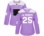Women Adidas Philadelphia Flyers #25 James Van Riemsdyk Authentic Purple Fights Cancer Practice NHL Jersey