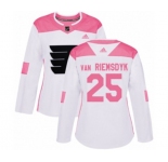 Women Adidas Philadelphia Flyers #25 James Van Riemsdyk Authentic White Pink Fashion NHL Jersey