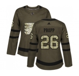 Women Adidas Philadelphia Flyers #26 Brian Propp Authentic Green Salute to Service NHL Jersey