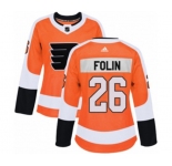 Women Adidas Philadelphia Flyers #26 Christian Folin Authentic Orange Home NHL Jersey