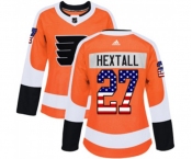 Women Adidas Philadelphia Flyers #27 Ron Hextall Authentic Orange USA Flag Fashion NHL Jersey