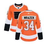 Women Adidas Philadelphia Flyers #34 Petr Mrazek Authentic Orange Home NHL Jersey