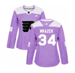 Women Adidas Philadelphia Flyers #34 Petr Mrazek Authentic Purple Fights Cancer Practice NHL Jersey