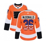 Women Adidas Philadelphia Flyers #36 Colin McDonald Authentic Orange USA Flag Fashion NHL Jersey
