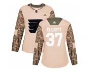 Women Adidas Philadelphia Flyers #37 Brian Elliott Camo Authentic 2017 Veterans Day Stitched NHL Jersey