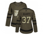 Women Adidas Philadelphia Flyers #37 Brian Elliott Green Salute to Service Stitched NHL Jersey
