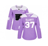 Women Adidas Philadelphia Flyers #37 Brian Elliott Purple Authentic Fights Cancer Stitched NHL Jersey
