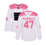 Women Adidas Philadelphia Flyers #47 Andrew MacDonald Authentic White Pink Fashion NHL Jersey