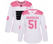Women Adidas Philadelphia Flyers #51 Cole Bardreau Authentic White Pink Fashion NHL Jersey