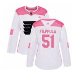 Women Adidas Philadelphia Flyers #51 Valtteri Filppula Authentic White Pink Fashion NHL Jersey