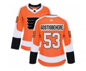 Women Adidas Philadelphia Flyers #53 Shayne Gostisbehere Orange Home Authentic Stitched NHL Jersey