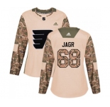 Women Adidas Philadelphia Flyers #68 Jaromir Jagr Authentic Camo Veterans Day Practice NHL Jersey