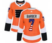Women Adidas Philadelphia Flyers #7 Bill Barber Authentic Orange USA Flag Fashion NHL Jersey