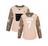 Women Adidas Philadelphia Flyers #7 Bill Barber Camo Authentic 2017 Veterans Day Stitched NHL Jersey